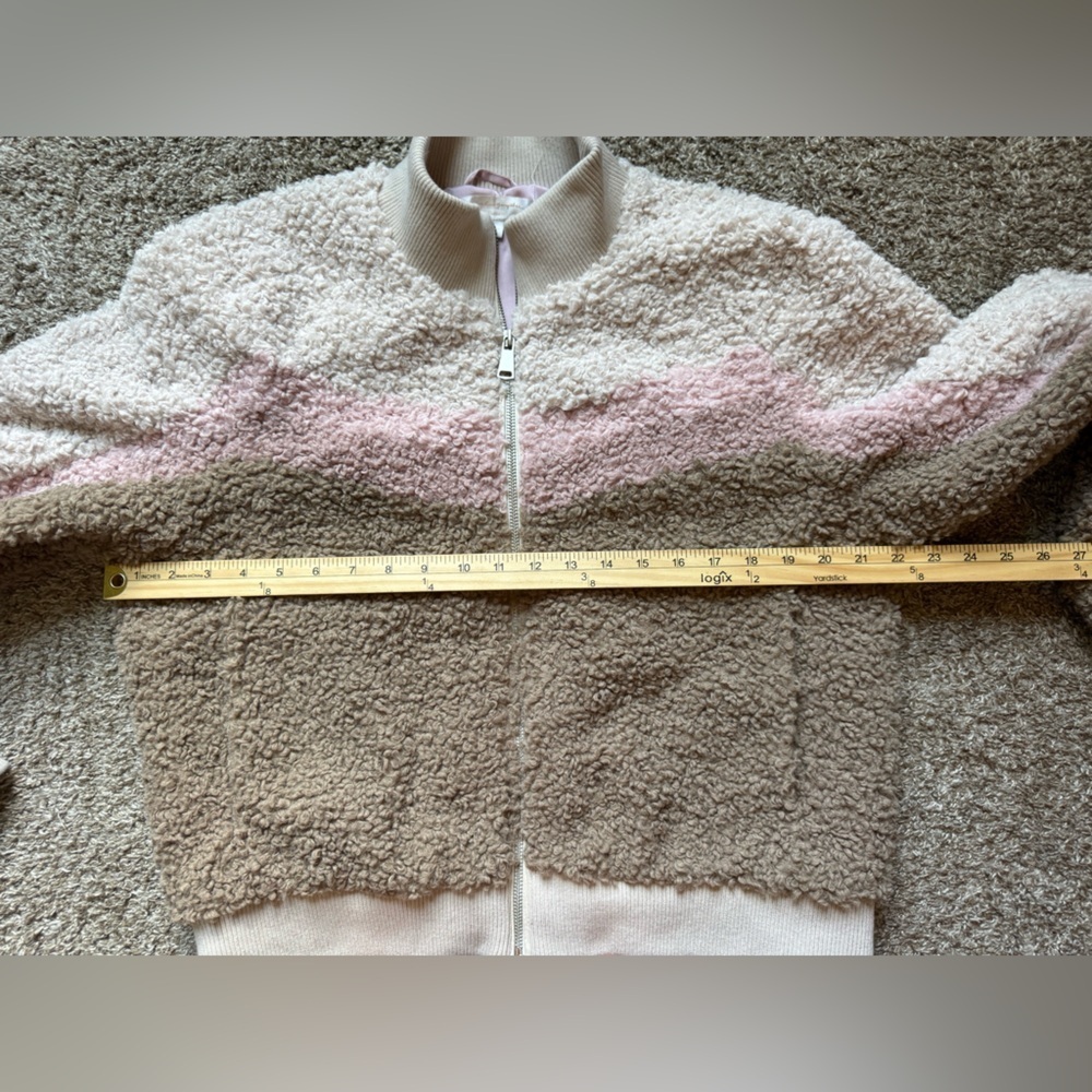 Spiritual Gangster Sherpa Stripe Fuzzy Bomber Crop Jacket - Picture 10 of 10